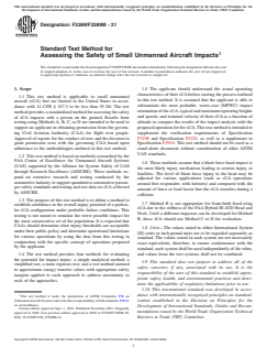 ASTM F3389/F3389M-21 ASTM F3389/F3389M-21 - Standard Test Method for Assessing the Safety of Small Unmanned Aircraft Impacts - Page 1 preview