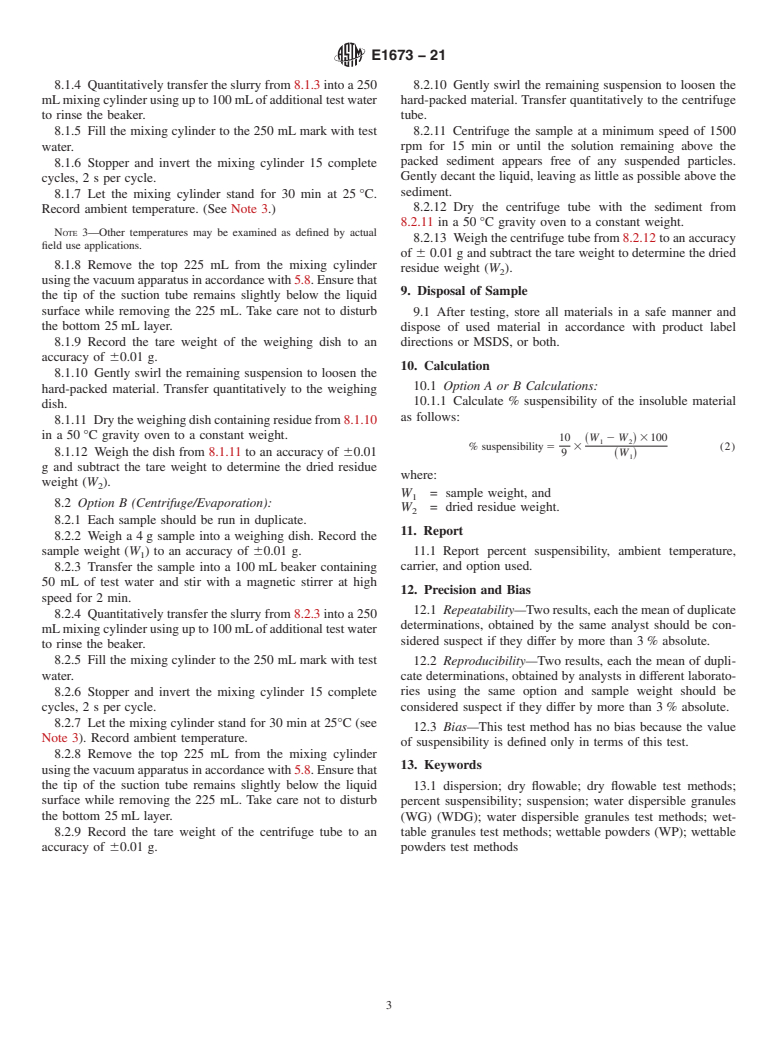 ASTM E1673-21 - Standard Test Method for Percent Suspensibility