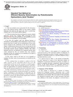 ASTM D8126-21 ASTM D8126-21 - Standard Test Method for Efficient Basicity Determination by Potentiometric Hydrochloric Acid Titration - Page 1 preview