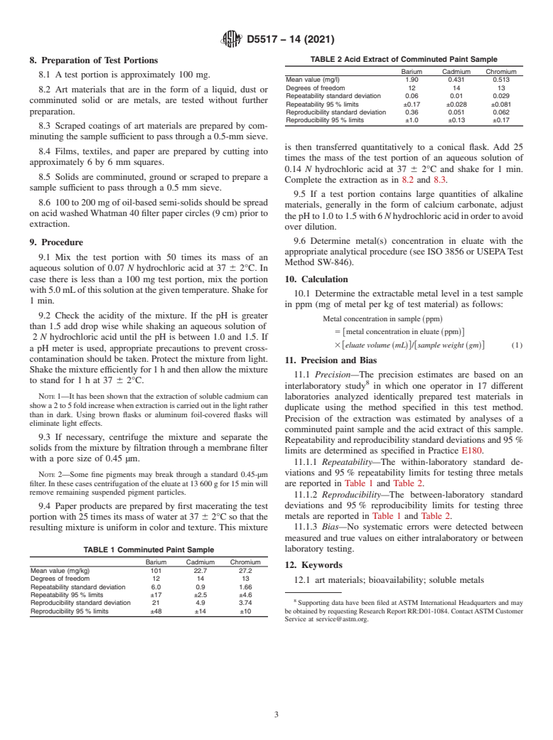 ASTM D5517-14(2021) - Standard Test Method for Determining Extractability of Metals from Art Materials