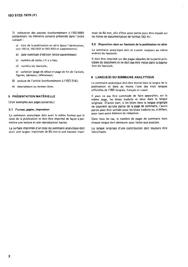ISO 5122:1979 ISO 5122:1979 - Documentation -- Sommaires analytiques dans les publications en série - Page 4 preview