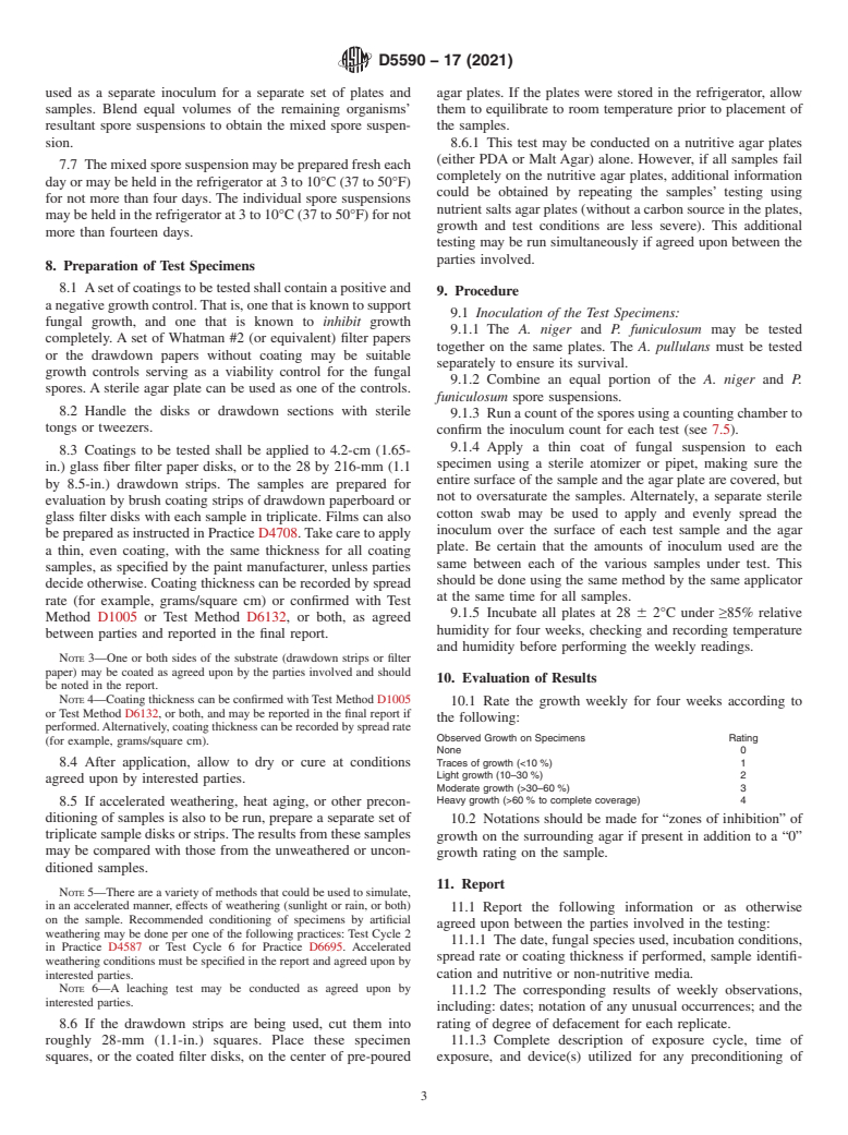 ASTM D5590-17(2021) - Standard Test Method for Determining the Resistance of Paint Films and Related Coatings   to Fungal   Defacement by Accelerated Four-Week Agar Plate Assay