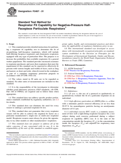 ASTM F3407-21 ASTM F3407-21 - Standard Test Method for Respirator Fit Capability for Negative-Pressure Half-Facepiece Particulate Respirators - Page 1 preview