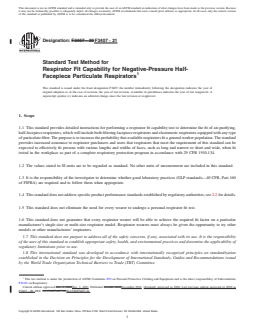 ASTM F3407-21 REDLINE ASTM F3407-21 - Standard Test Method for Respirator Fit Capability for Negative-Pressure Half-Facepiece Particulate Respirators - Page 1 preview