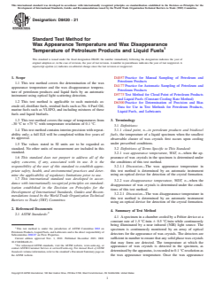 ASTM D8420-21 ASTM D8420-21 - Standard Test Method for Wax Appearance Temperature and Wax Disappearance Temperature of Petroleum Products and Liquid Fuels - Page 1 preview