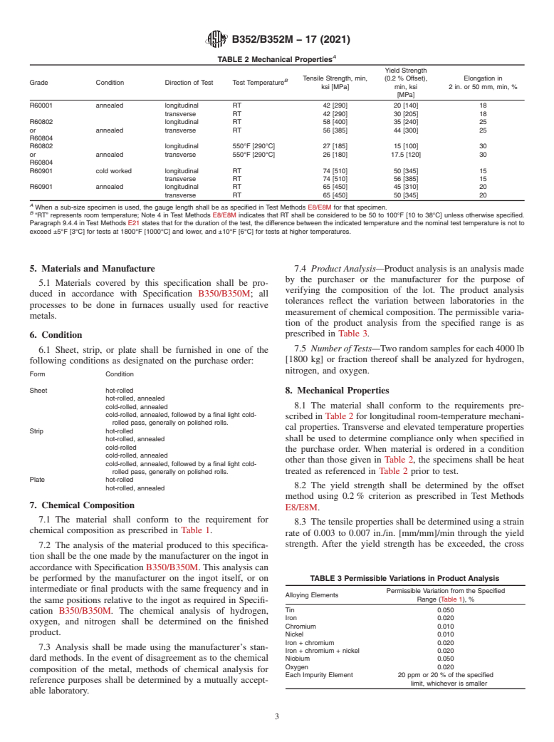 ASTM B352/B352M-17(2021) - Standard Specification for Zirconium and Zirconium Alloy Sheet, Strip, and Plate for Nuclear  Application