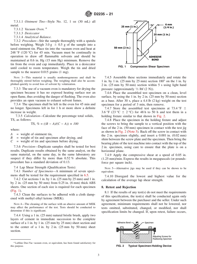 ASTM D2235-21 - Standard Specification for  Solvent Cement for Acrylonitrile-Butadiene-Styrene (ABS) Plastic   Pipe and Fittings