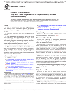 ASTM D6248-21 ASTM D6248-21 - Standard Test Method for Vinyl and Trans Unsaturation in Polyethylene by Infrared Spectrophotometry - Page 1 preview