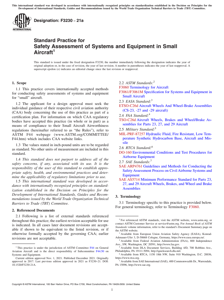 ASTM F3230-21a - Standard Practice for Safety Assessment of Systems and Equipment in Small Aircraft