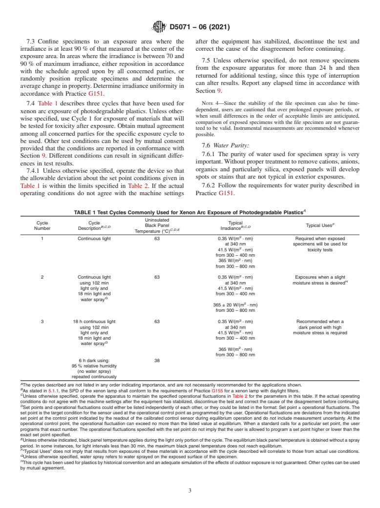 ASTM D5071-06(2021) - Standard Practice for  Exposure of Photodegradable Plastics in a Xenon Arc Apparatus