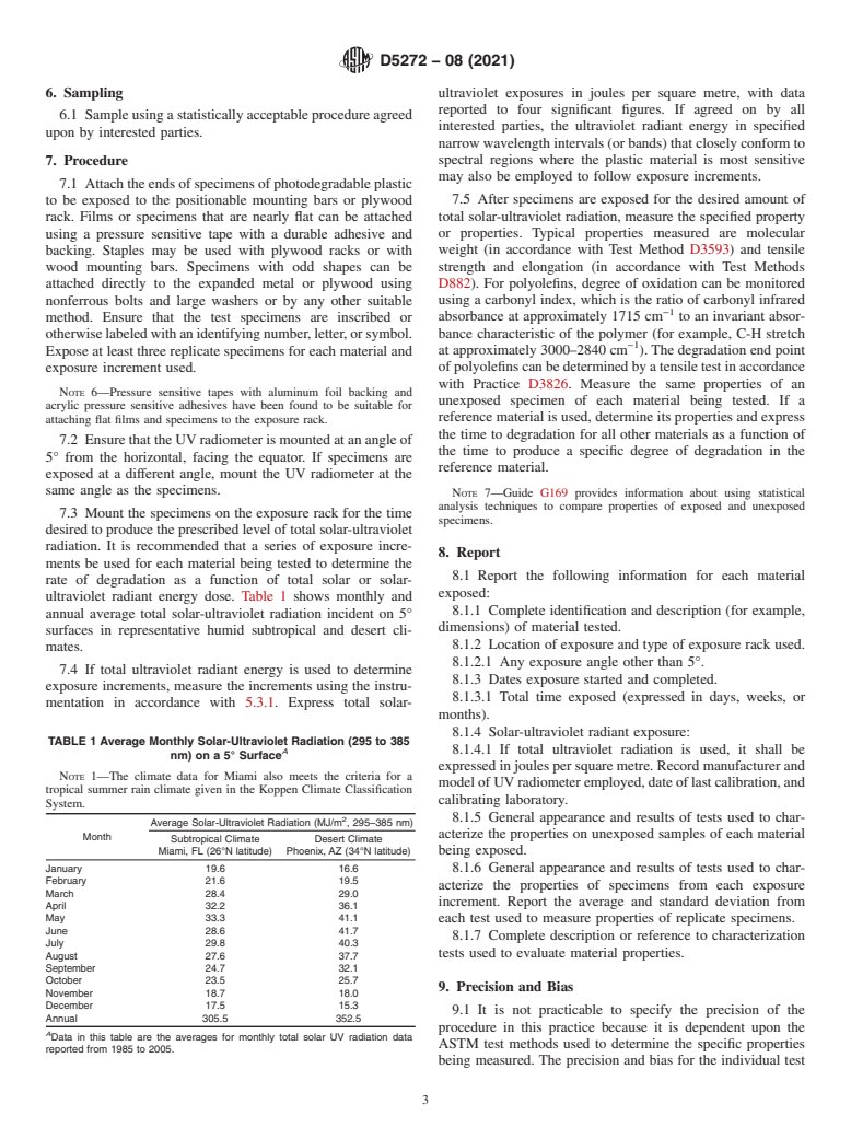 ASTM D5272-08(2021) - Standard Practice for  Outdoor Exposure Testing of Photodegradable Plastics