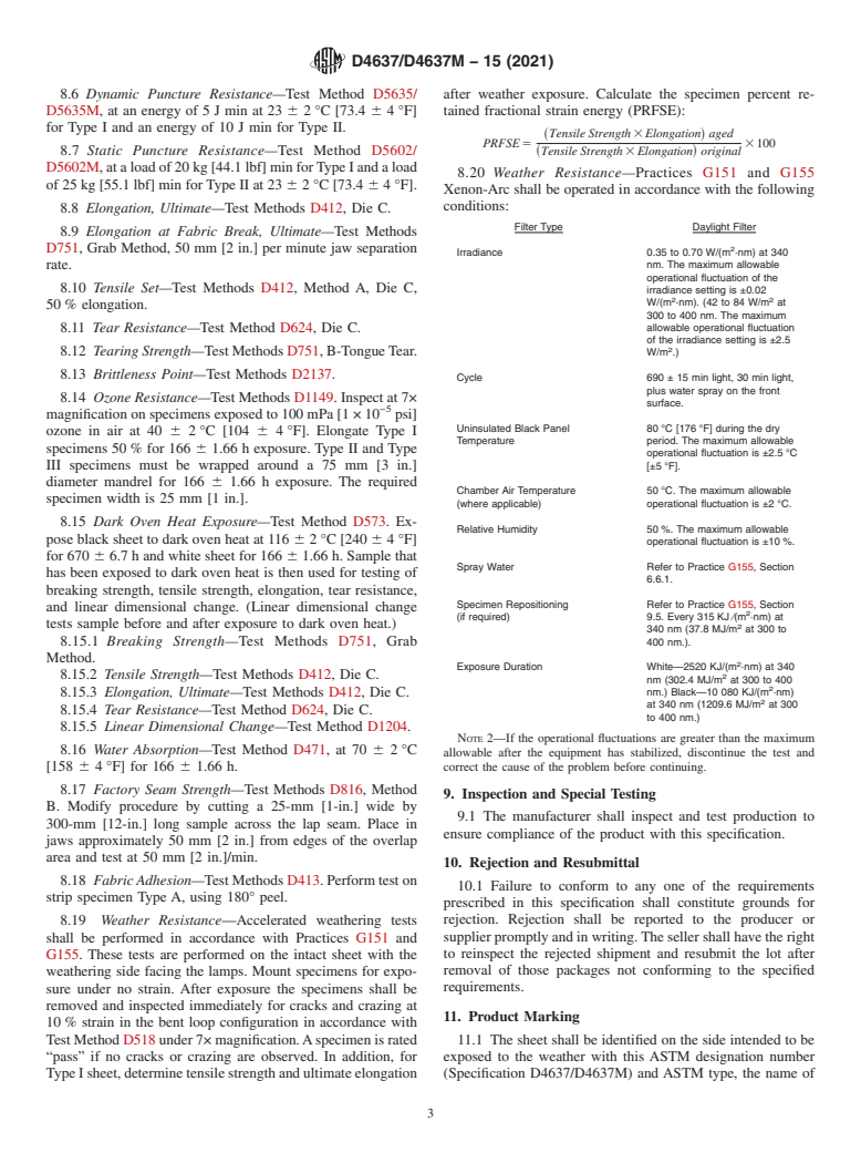 ASTM D4637/D4637M-15(2021) - Standard Specification for  EPDM Sheet Used in Single-Ply Roof Membrane