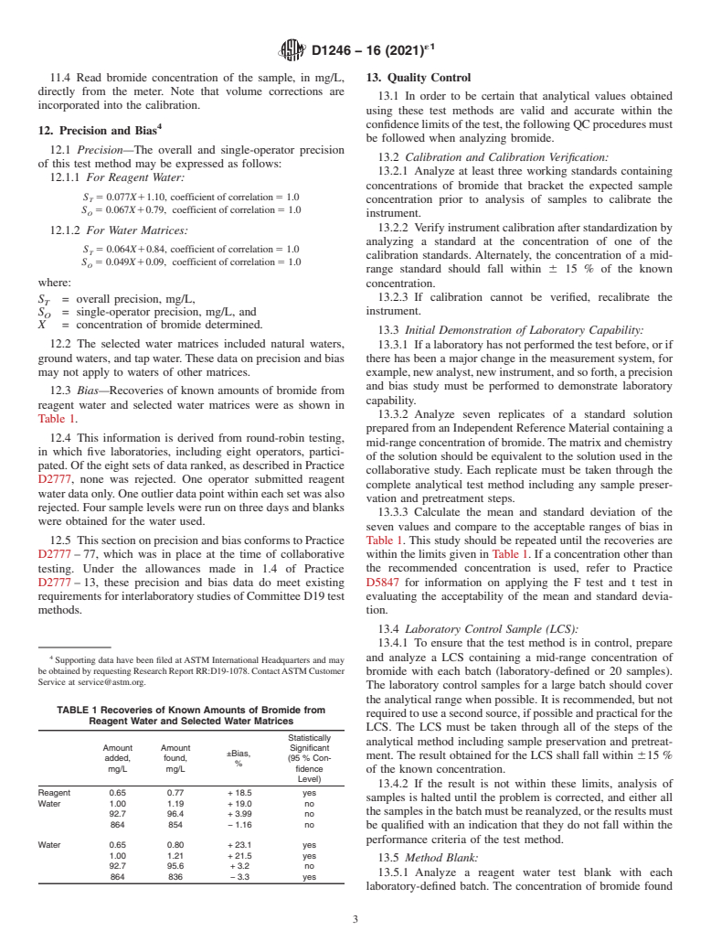 ASTM D1246-16(2021)e1 - Standard Test Method for  Bromide Ion in Water