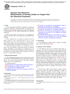 ASTM B1019-21 ASTM B1019-21 - Standard Test Method for Determination of Surface Oxides on Copper Rod<brk/>(for Electrical Purposes) - Page 1 preview