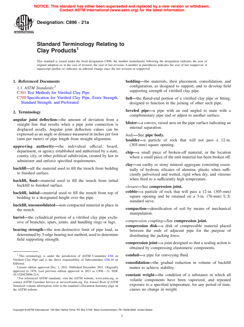 ASTM C896-21a - Standard Terminology Relating to Clay Products