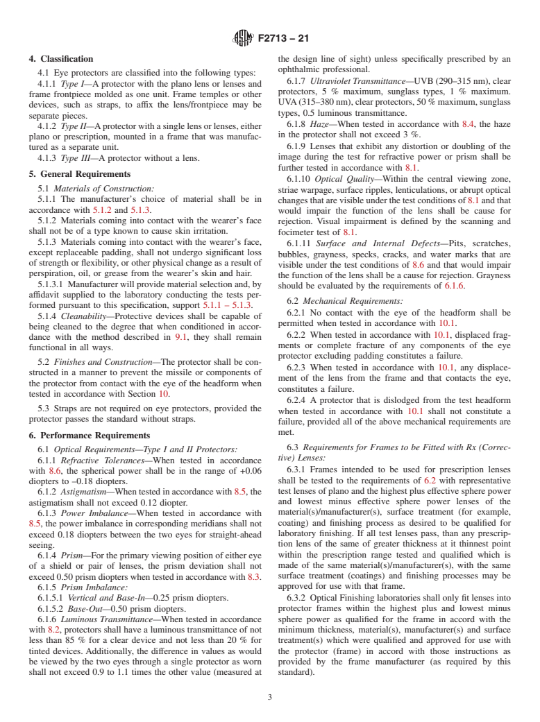 ASTM F2713-21 - Standard Specification for Eye Protectors for Field Hockey