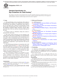 ASTM F2713-21 ASTM F2713-21 - Standard Specification for Eye Protectors for Field Hockey - Page 1 preview