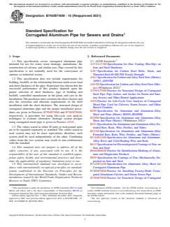 ASTM B745/B745M-15(2021) ASTM B745/B745M-15(2021) - Standard Specification for Corrugated Aluminum Pipe for Sewers and Drains - Page 1 preview
