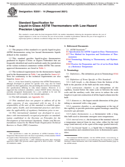 ASTM E2251-14(2021) ASTM E2251-14(2021) - Standard Specification for Liquid-in-Glass ASTM Thermometers with Low-Hazard Precision Liquids - Page 1 preview