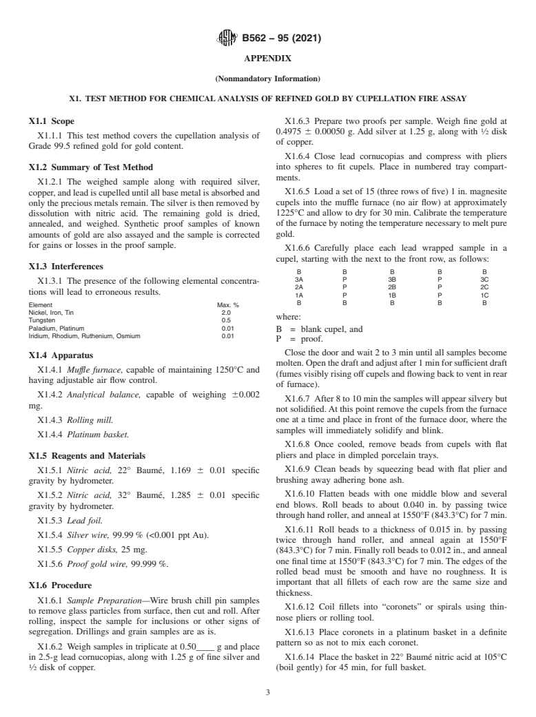 ASTM B562-95(2021) - Standard Specification for Refined Gold