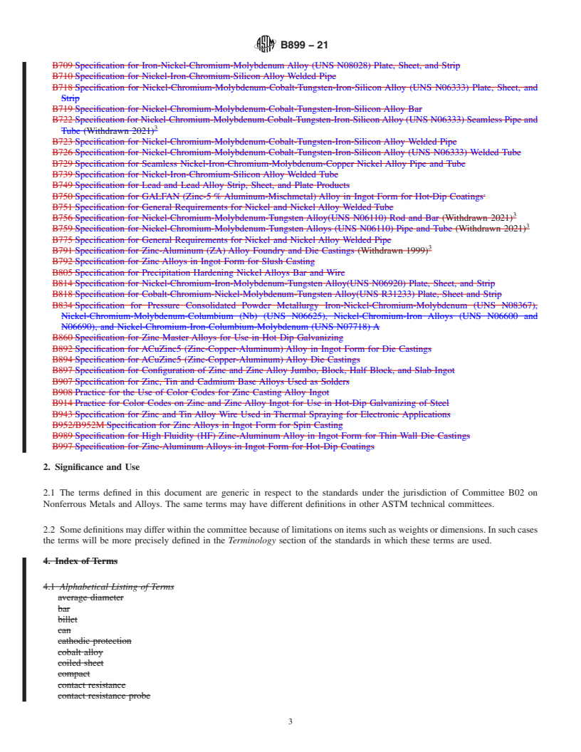 REDLINE ASTM B899-21 - Standard Terminology Relating to Non-ferrous Metals and Alloys