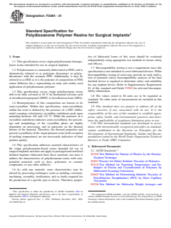 ASTM F3384-21 ASTM F3384-21 - Standard Specification for Polydioxanone Polymer Resins for Surgical Implants - Page 1 preview