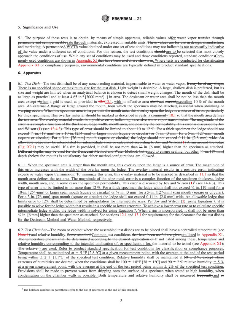 REDLINE ASTM E96/E96M-21 - Standard Test Methods for Gravimetric Determination of Water Vapor Transmission Rate  of Materials