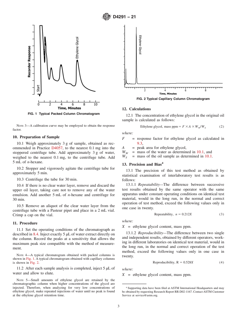 ASTM D4291-21 - Standard Test Method for  Trace Ethylene Glycol in Used Engine Oil