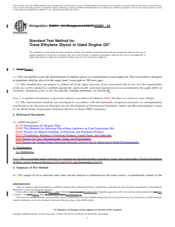 ASTM D4291-21 REDLINE ASTM D4291-21 - Standard Test Method for Trace Ethylene Glycol in Used Engine Oil - Page 1 preview