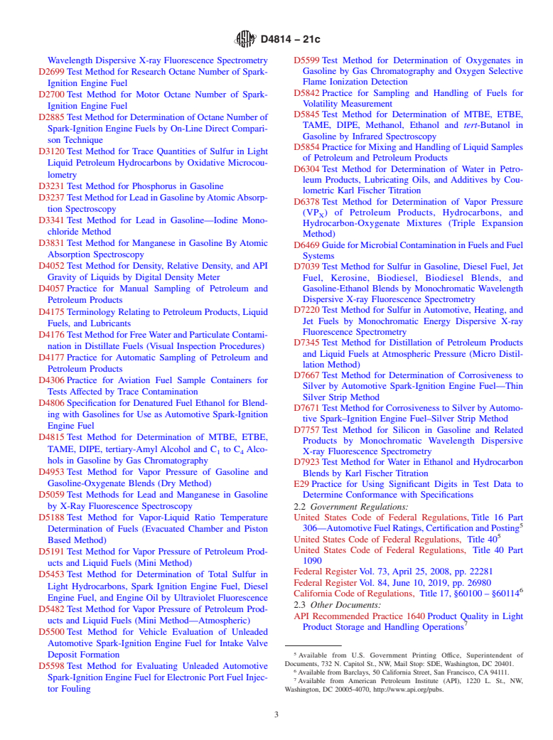 ASTM D4814-21c - Standard Specification for Automotive Spark-Ignition Engine Fuel