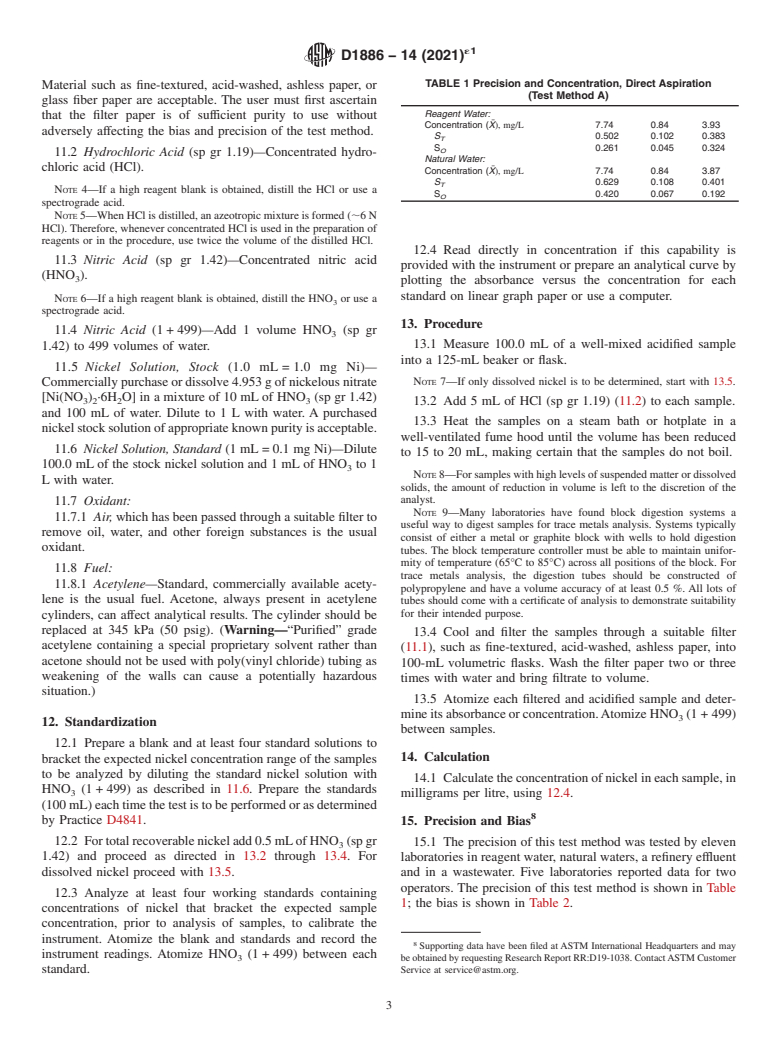 ASTM D1886-14(2021)e1 - Standard Test Methods for  Nickel in Water