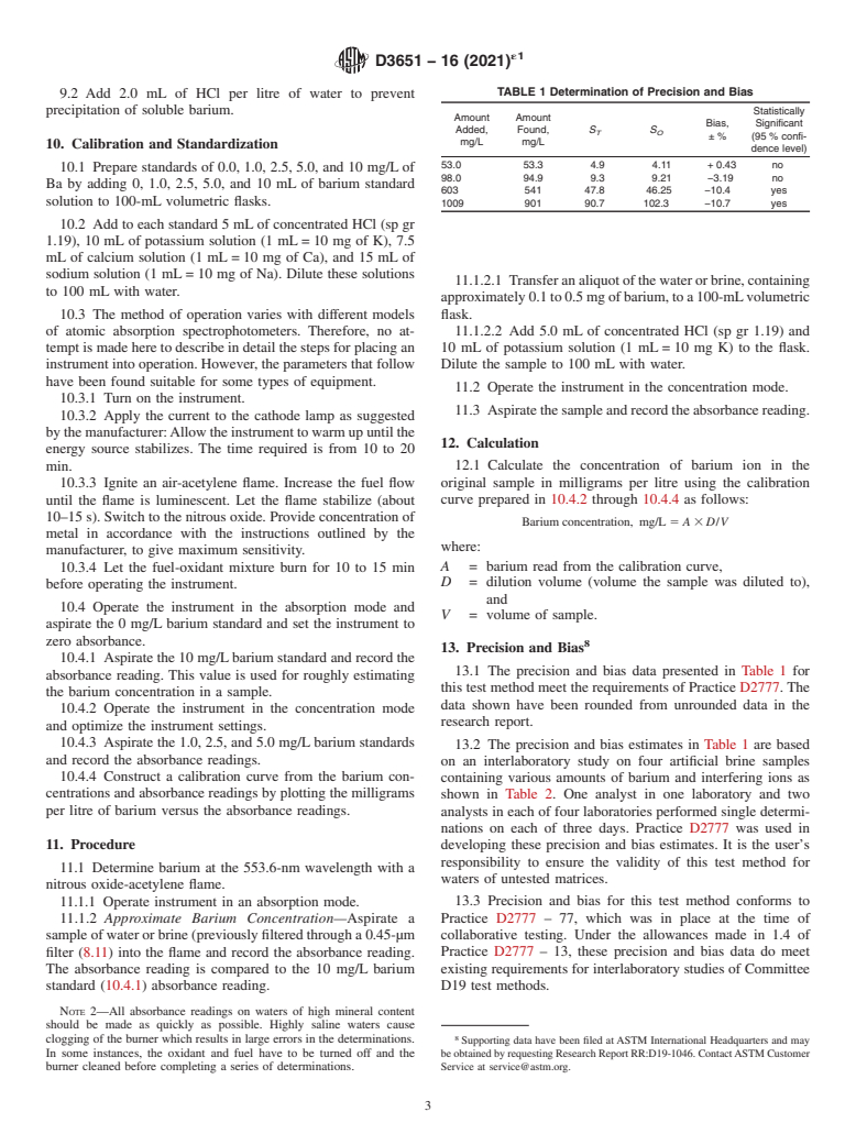 ASTM D3651-16(2021)e1 - Standard Test Method for  Barium in Brackish Water, Seawater, and Brines