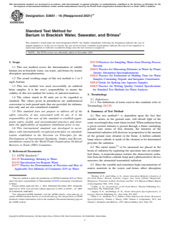 ASTM D3651-16(2021)e1 ASTM D3651-16(2021)e1 - Standard Test Method for Barium in Brackish Water, Seawater, and Brines - Page 1 preview