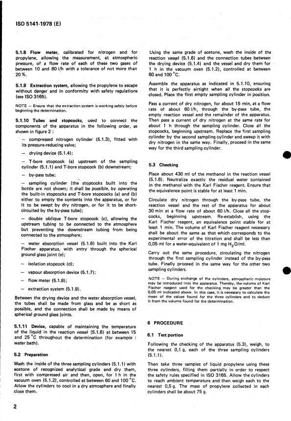ISO 5141:1978 ISO 5141:1978 - Propylene for industrial use -- Determination of traces of water -- Karl Fischer method - Page 4 preview