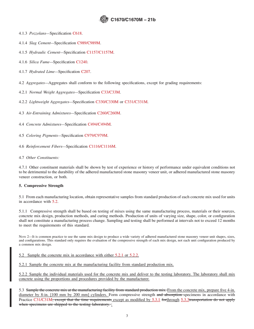 REDLINE ASTM C1670/C1670M-21b - Standard Specification for Adhered Manufactured Stone Masonry Veneer Units
