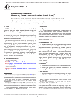 ASTM D2941-21 ASTM D2941-21 - Standard Test Method for Measuring Break Pattern of Leather (Break Scale) - Page 1 preview