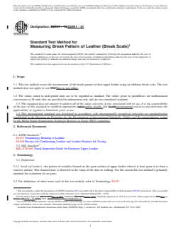 ASTM D2941-21 REDLINE ASTM D2941-21 - Standard Test Method for Measuring Break Pattern of Leather (Break Scale) - Page 1 preview
