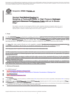 REDLINE ASTM D7650-21 - Standard Practice for   Sampling of Particulate Matter in High Pressure Gaseous Fuels  with an In-Stream Filter