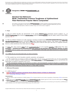 ASTM D5528/D5528M-21 REDLINE ASTM D5528/D5528M-21 - Standard Test Method for Mode I Interlaminar Fracture Toughness of Unidirectional Fiber-Reinforced Polymer Matrix Composites - Page 1 preview