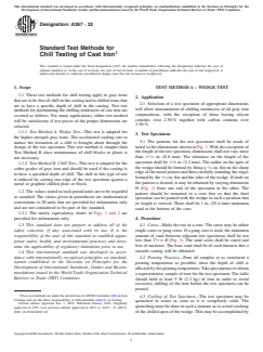 ASTM A367-22 ASTM A367-22 - Standard Test Methods for Chill Testing of Cast Iron - Page 1 preview