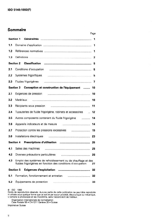 ISO 5149:1993 ISO 5149:1993 - Systemes frigorifiques mécaniques utilisés pour le refroidissement et le chauffage -- Prescriptions de sécurité - Page 2 preview