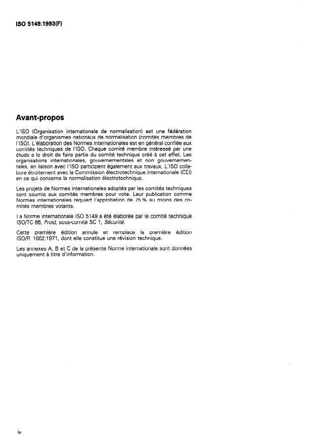 ISO 5149:1993 ISO 5149:1993 - Systemes frigorifiques mécaniques utilisés pour le refroidissement et le chauffage -- Prescriptions de sécurité - Page 4 preview