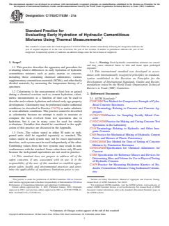 ASTM C1753/C1753M-21a ASTM C1753/C1753M-21a - Standard Practice for Evaluating Early Hydration of Hydraulic Cementitious Mixtures Using Thermal Measurements - Page 1 preview