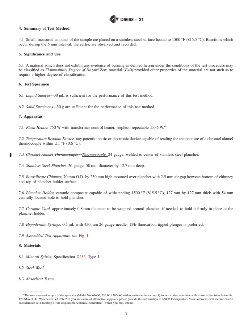 REDLINE ASTM D6668-21 - Standard Test Method for  Discrimination Between Flammability Ratings of F = 0 <brk  />and  F = 1