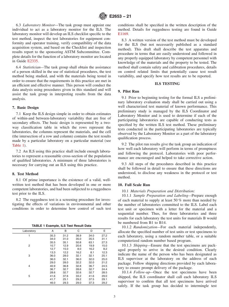 ASTM E2653-21 - Standard Practice for  Conducting an Interlaboratory Study to Determine Precision  Estimates for a Fire Test Method with Fewer Than Six Participating  Laboratories