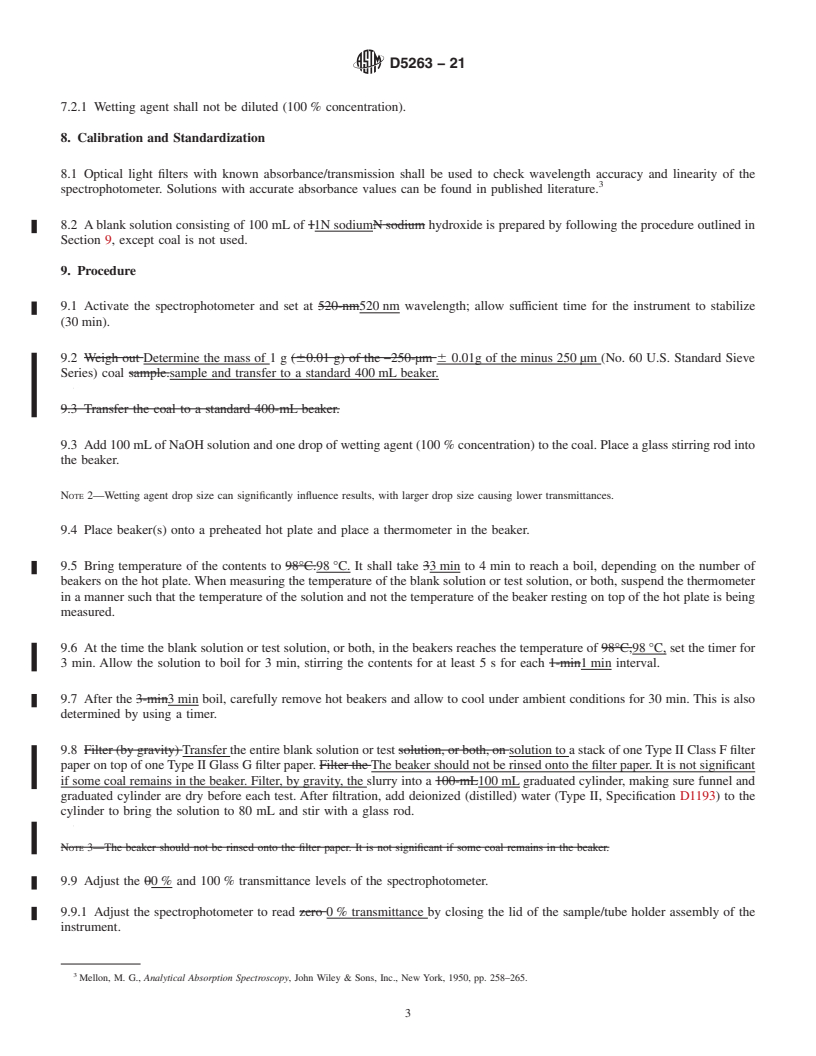 REDLINE ASTM D5263-21 - Standard Test Method for  Determining the Relative Degree of Oxidation in Bituminous  Coal by Alkali Extraction