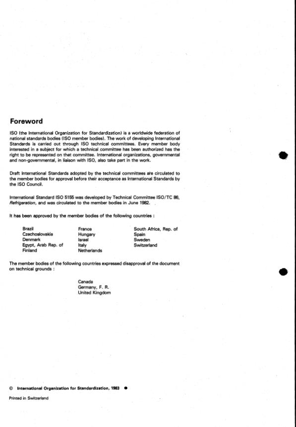 ISO 5155:1983 ISO 5155:1983 - Household frozen food storage cabinets and food freezers -- Essential characteristics and test methods - Page 2 preview
