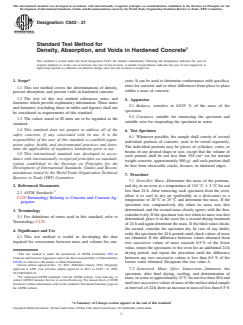ASTM C642-21 ASTM C642-21 - Standard Test Method for Density, Absorption, and Voids in Hardened Concrete - Page 1 preview