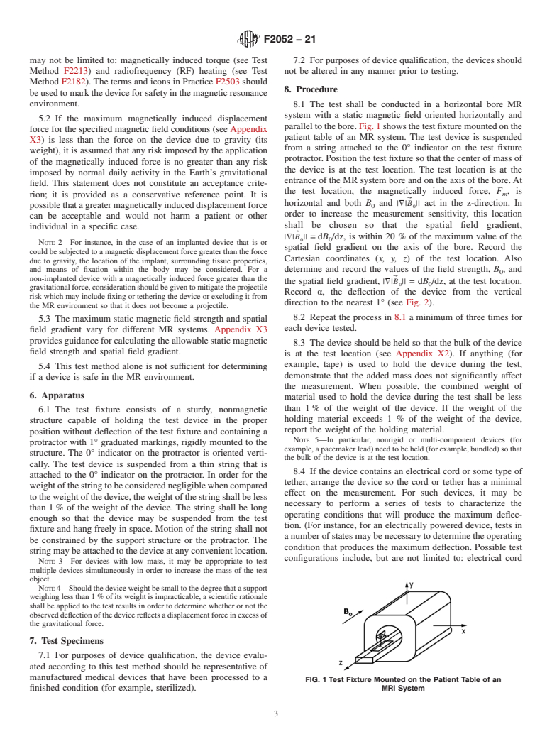 ASTM F2052-21 - Standard Test Method for Measurement of Magnetically Induced Displacement Force on Medical  Devices in the Magnetic Resonance Environment