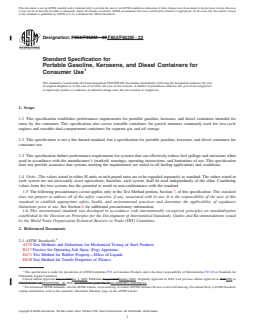 REDLINE ASTM F852/F852M-22 - Standard Specification for Portable Gasoline, Kerosene, and Diesel Containers for Consumer  Use
